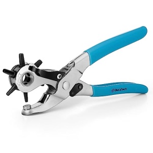 DURATECH Revolving Punch, Leather Hole Punch Tool, 8 Inch, 6 Multi-Hole Size Covers 2mm to 4.5mm, for Belts, Fabric, Dog Collars, Ideal for DIY Projects